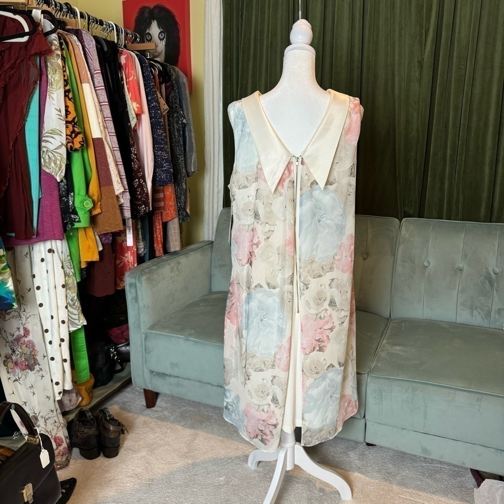Ignite Evenings NWT Vintage Chiffon Watercolor Dress - Stunning Draped Back - Picture 4 of 7